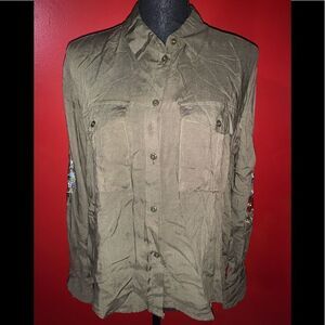 Miss Lili Embroidered Button Down Shirt